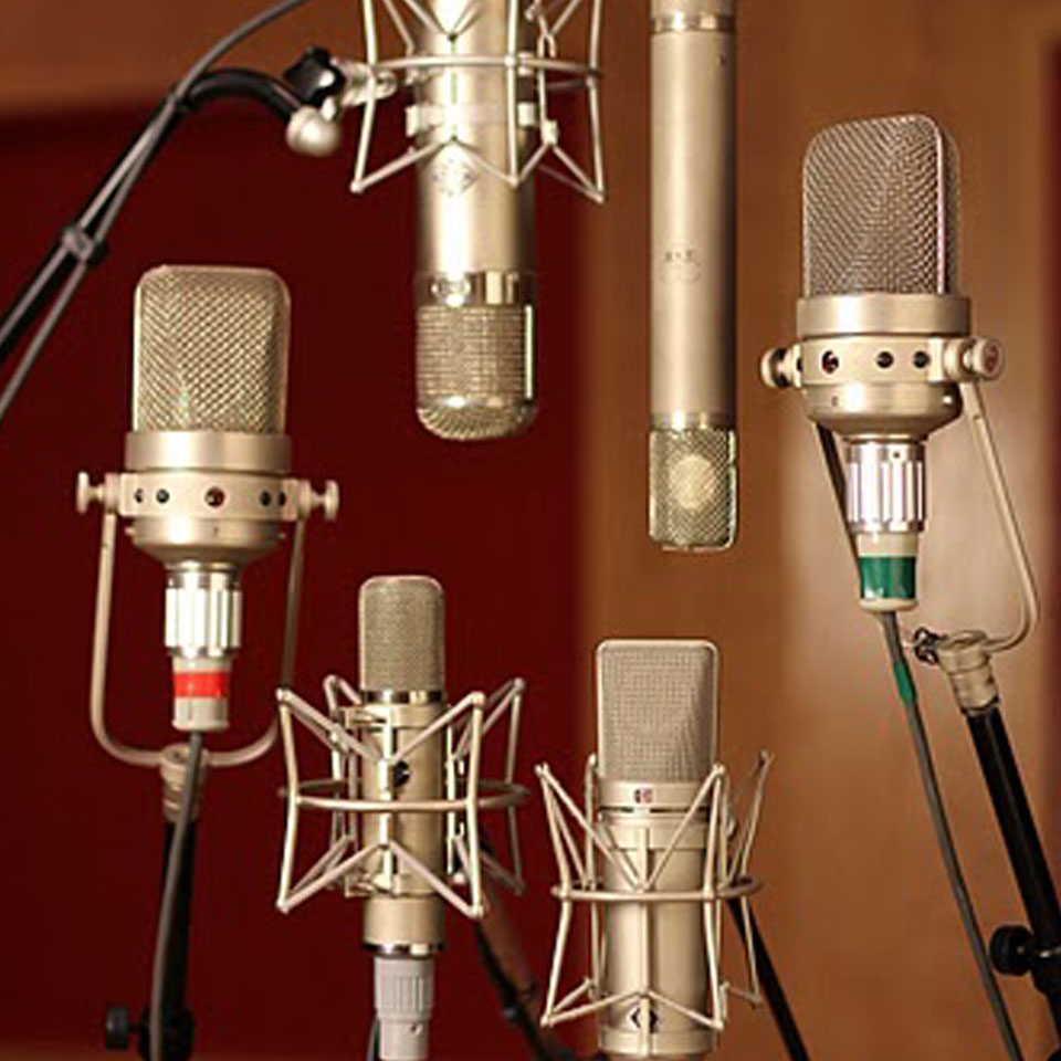 six recording microphones