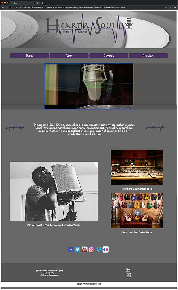 portfolio piece heart and soul studios website home