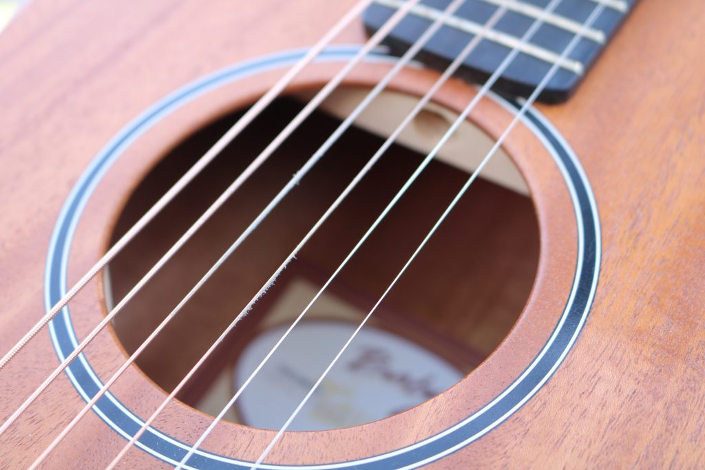 Close up Baby Taylor sound hole